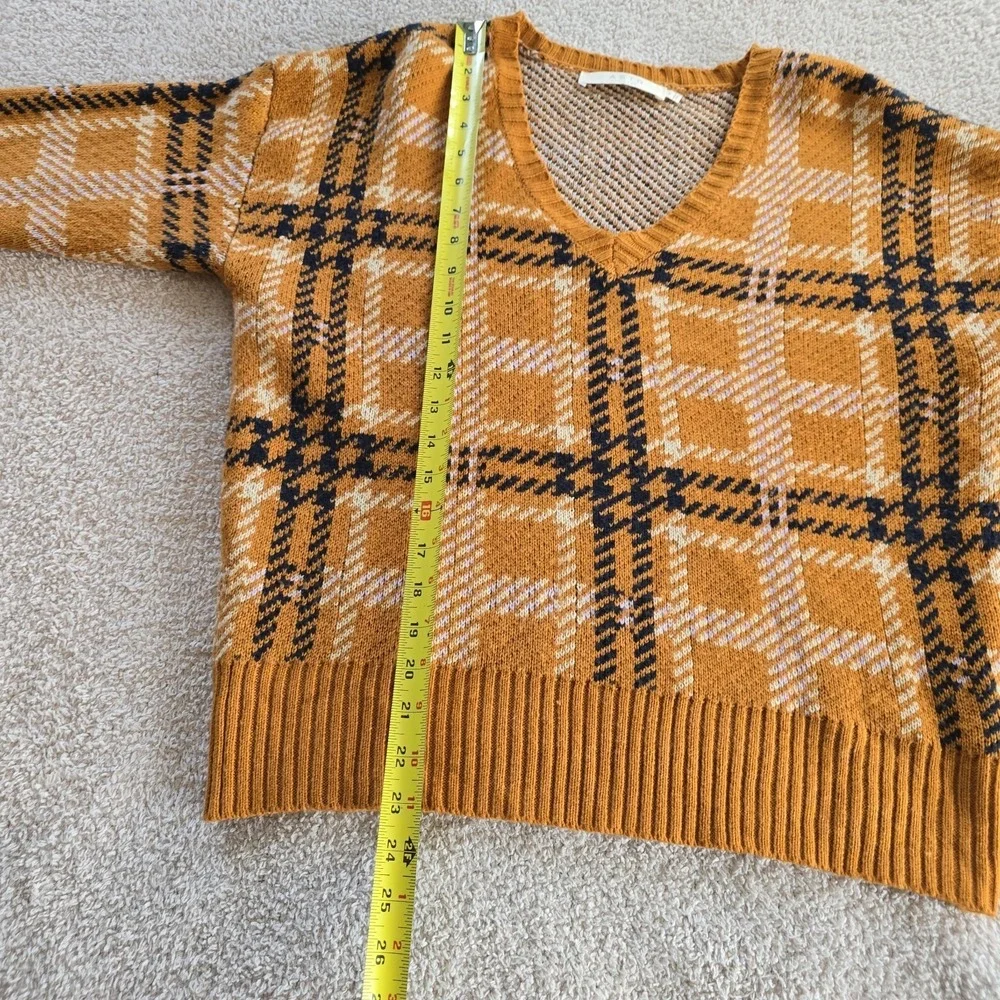 Astr The Label V-neck Mustard Yellow Plaid Sweater Sz M Academia Preppy Y2K Vibe